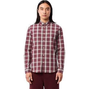 Lacoste Men’s Check Print Stretch Shirt(Expresso/Hammam)
