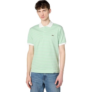Lacoste Men’s Classic Fit L.12.12 Striped Petit Piqué Polo Shirt(White & Liamone)