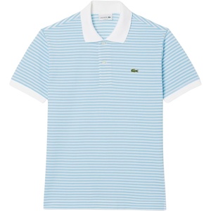 Lacoste Men’s Classic Fit L.12.12 Striped Petit Piqué Polo Shirt(White/Overview)