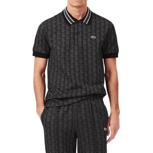 Lacoste Men’s Classic Fit Monogram Jacquard Polo Shirt(Black/Graphite)