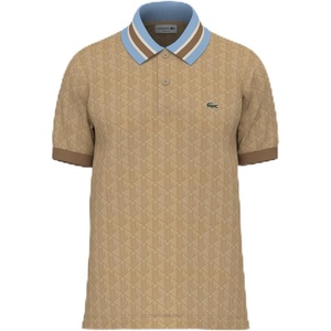 Lacoste Men’s Classic Fit Monogram Jacquard Polo Shirt(Croissant/Cookie)