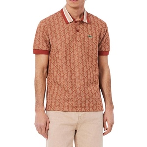 Lacoste Men’s Classic Fit Monogram Jacquard Polo Shirt(Iberis/Latte)
