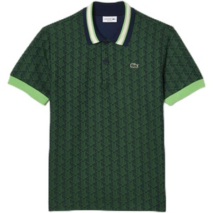 Lacoste Men’s Classic Fit Monogram Jacquard Polo Shirt(Navy Blue/Sorrel)