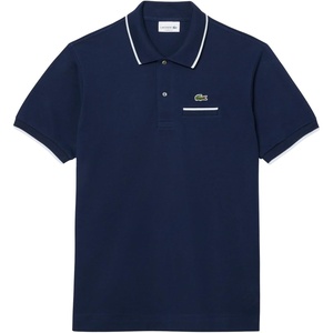 Lacoste Men’s Classic Fit Pocket Accent L.12.12 Polo Shirt(Navy Blue/Flour)