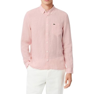 Lacoste Men’s Core Collection Regular Fit Long Sleeve Solid Shirt(Flamingo)