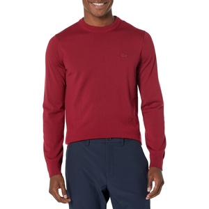 Lacoste Mens Crew Neck Merino Wool Sweater(Bordeaux)
