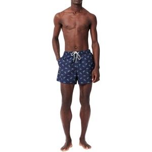 Lacoste Men’s Crocodile Print Swim Trunks(Navy Blue/Multico)