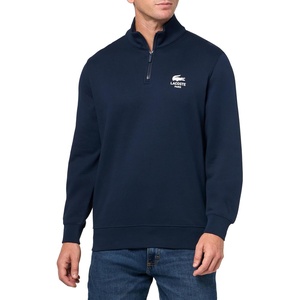 Lacoste Men’s High Neck Zip-up Print Sweatshirt(Navy Blue)
