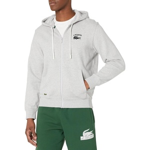 Lacoste Men’s Hooded Print Zip Jacket(Silver Chine)