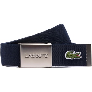 Lacoste Men’s L.12.12 Textile Signature Croc Logo Belt(Navy Blue)