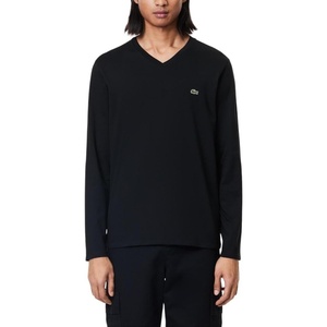 Lacoste Men’s Long Sleeve Lightweight Cotton Pima V-Neck T-Shirt(Black)