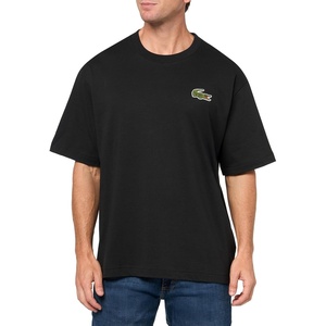 Lacoste Men’s Loose Fit Heavy Cotton Badge T-Shirt(Black)