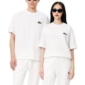Lacoste Men’s Loose Fit Heavy Cotton Badge T-Shirt(White)