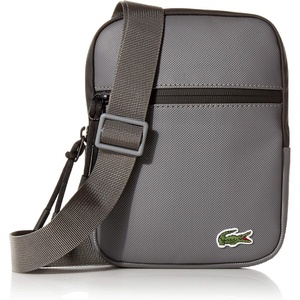 Lacoste Mens PVC Flat Crossover Bag(Smoked Pearl Black)