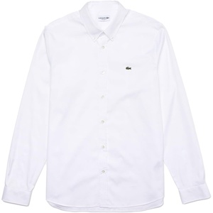 Lacoste Men’s Regular Fit Cotton Shirt, White, Medium