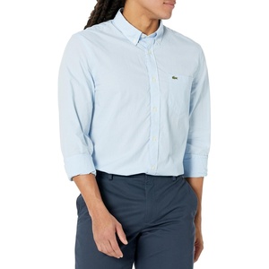 Lacoste Men’s Regular Fit Gingham Poplin Shirt(Blanc/Panorama)