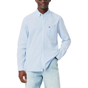Lacoste Men’s Regular Fit Gingham Poplin Shirt(White & Overview)