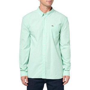 Lacoste Men’s Regular Fit Gingham Poplin Shirt(White/Liamone)
