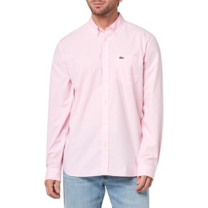 Lacoste Men’s Regular Fit Gingham Poplin Shirt(White/Nidus)