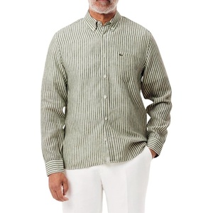 Lacoste Men’s Regular Fit Linen Shirt(Khaki/White Linen)