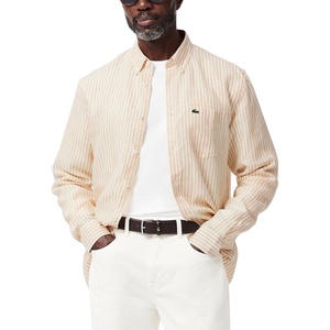 Lacoste Men’s Regular Fit Linen Shirt(White/Croissant)