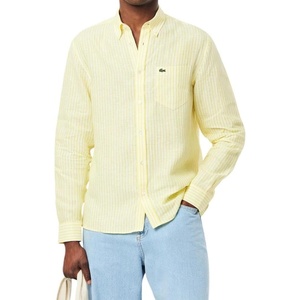 Lacoste Men’s Regular Fit Linen Shirt(Yellow/White Linen)