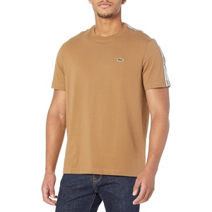 Lacoste Men’s Regular Fit Logo Stripe T-Shirt(Cookie)