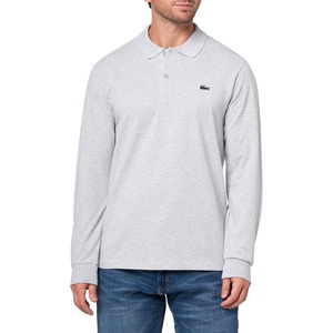 Lacoste Men’s Regular Fit Long Sleeved Cotton Blend Polo Shirt(Silver Chine)