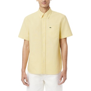 Lacoste Men’s Regular Fit Short Sleeved Oxford Shirt(Yellow/White)