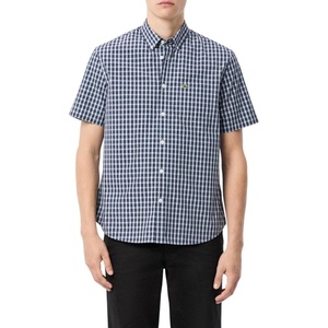 Lacoste Men’s Regular Fit Short Sleeved Shirt(Navy Blue Check)
