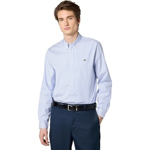 Lacoste Mens Regular Fit Striped Cotton Shirt(White/Overview)