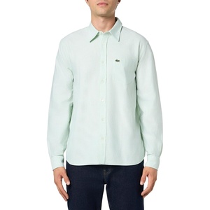 Lacoste Men’s Regular Fit Striped Oxford Shirt(White/Liamone Pocket)
