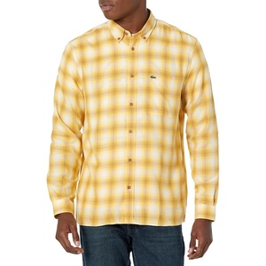 Lacoste Men’s Regular Fit Wool & Cotton Flannel Shirt(Cookie/Multico)
