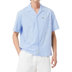 Lacoste Men’s Relaxed Fit Striped Short Sleeved Shirt(Overview & White)
