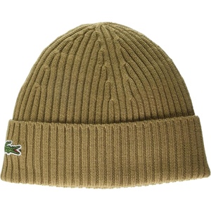 Lacoste Men’s Rib Knit Brushed Wool Beanie(Cookie Brown)