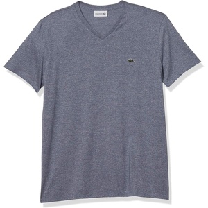 Lacoste Men’s Short Sleeve V-Neck Pima Cotton Jersey T-Shirt(Light Indigo Blue)