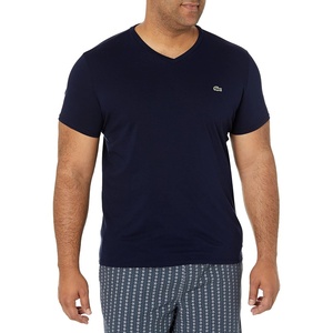 Lacoste Men’s Short Sleeve V-Neck Pima Cotton Jersey T-Shirt(Navy Blue)