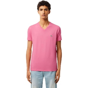 Lacoste Men’s Short Sleeve V-Neck Pima Cotton Jersey T-Shirt(Reseda Pink)