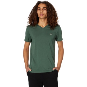 Lacoste Men’s Short Sleeve V-Neck Pima Cotton Jersey T-Shirt(Sequoia)
