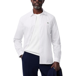 Lacoste Men’s Slim Fit Stretch Cotton Poplin Shirt(White)