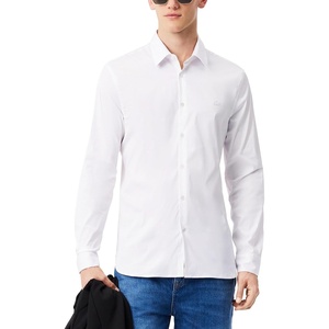 Lacoste Mens Slim Fit Stretch Poplin Shirt(White)