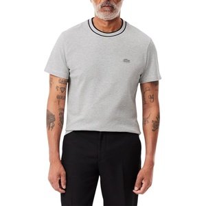 Lacoste Men’s Stretch Piqué Stripe Collar T-Shirt(Silver Chine Striped Collar)