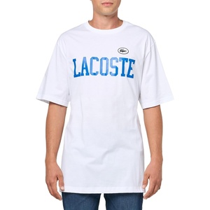 Lacoste Men’s Tall Fit Crew Neck Short Sleeve Classic Fit Branding T-Shirt(White)