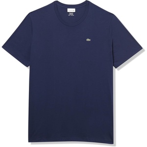 Lacoste Men’s Tall Fit V-Neck Short Sleeve Regular Fit Pima Cotton T-Shirt(Navy Blue)