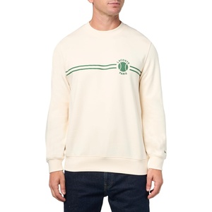 Lacoste Men’s Tennis Print Fleece Sweatshirt(Off/White)