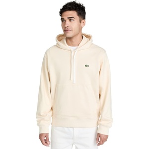 Lacoste Men’s Unisex Hooded Organic Cotton Sweatshirt(Natural Beige)