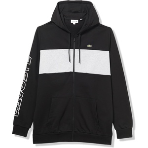 Lacoste Men’s Zip Front Hoodie – Tall Fit(Black/Silver Chine)
