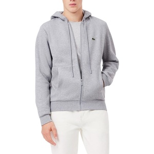 Lacoste Men’s Zip-Up Fleece Hoodie(Silver Chine)