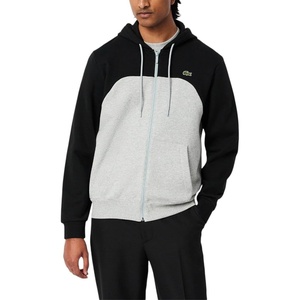 Lacoste Men’s Zipped Colorblock Hoodie(Gray & Black)