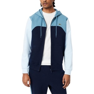 Lacoste Men’s Zipped Colorblock Hoodie(Navy Blue  Dark Blue  & Light Blue)